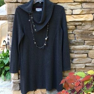 Charcoal grey knit sweater dress